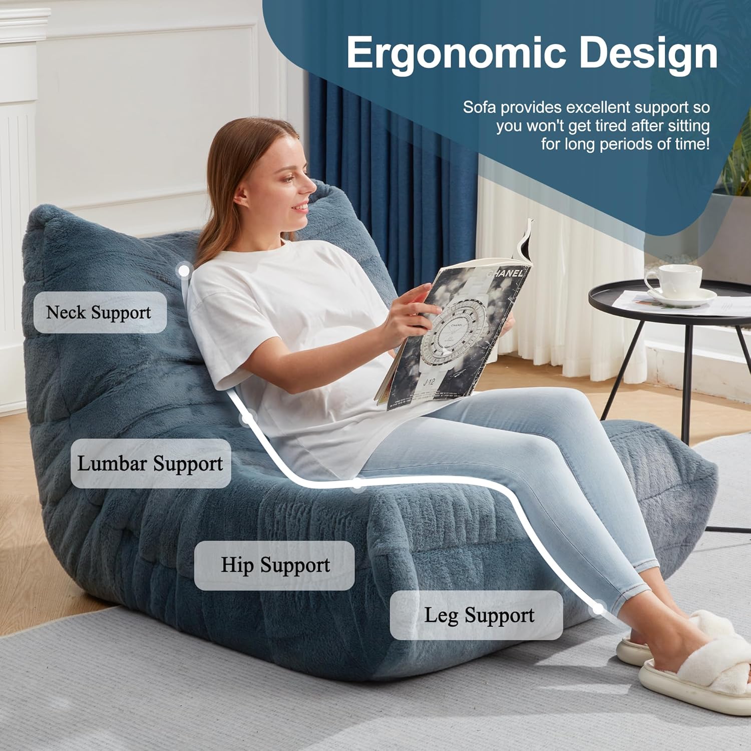 Faux Fur Fireside Beanbags Lazy Sofa for Living Room